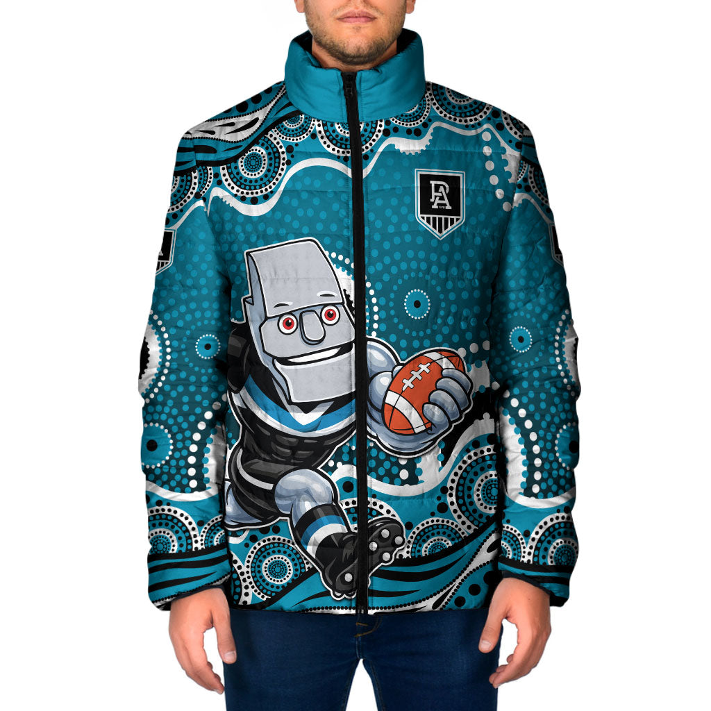 Port Adelaide Power Padded Jacket Aboriginal Dot Pattern - Football Mascot Heritage Pride