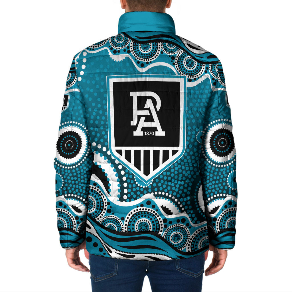 Port Adelaide Power Padded Jacket Aboriginal Dot Pattern - Football Mascot Heritage Pride