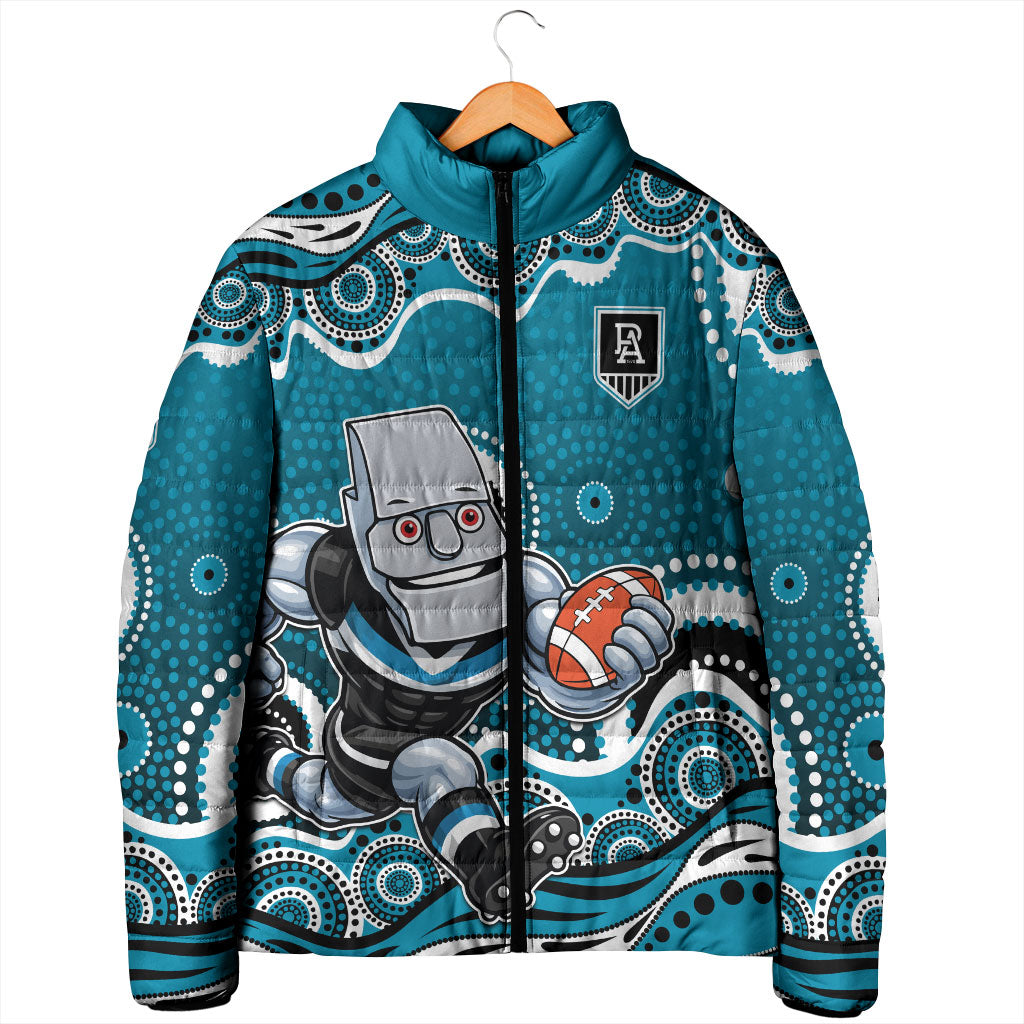 Port Adelaide Power Padded Jacket Aboriginal Dot Pattern - Football Mascot Heritage Pride