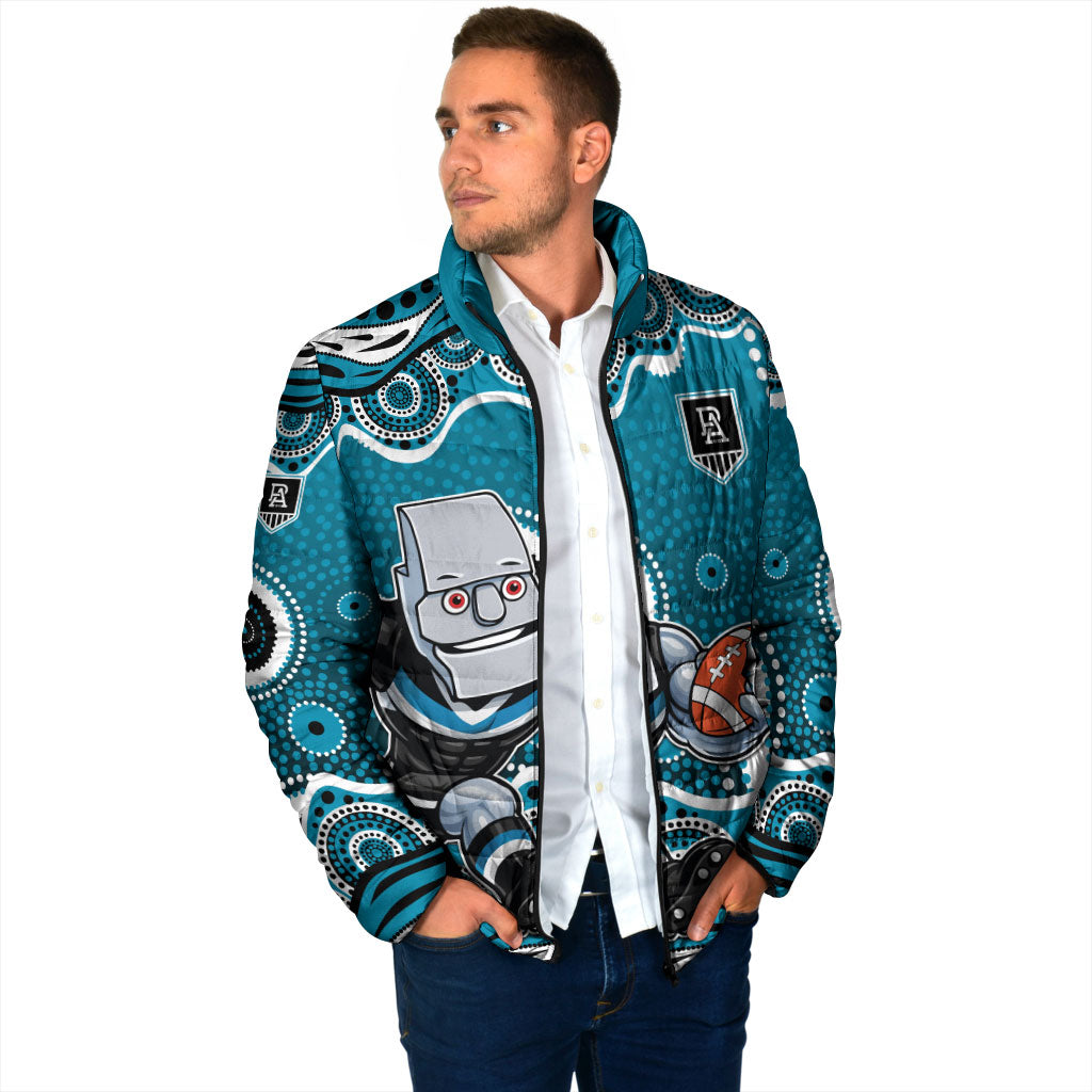 Port Adelaide Power Padded Jacket Aboriginal Dot Pattern - Football Mascot Heritage Pride