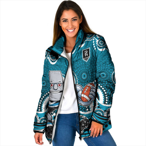 Port Adelaide Power Padded Jacket Aboriginal Dot Pattern - Football Mascot Heritage Pride