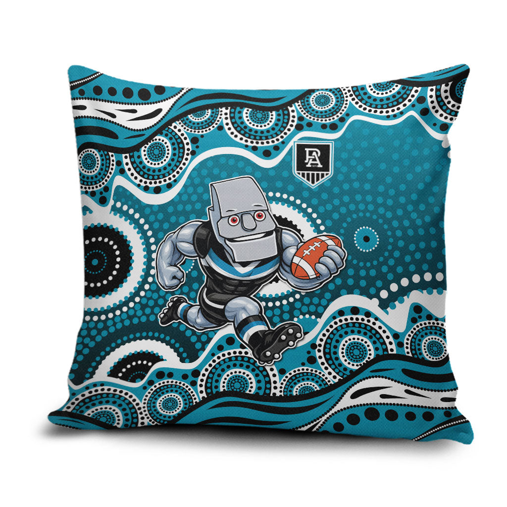 Port Adelaide Power Pillow Cover Aboriginal Dot Pattern - Football Mascot Heritage Pride