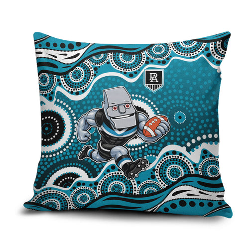 Port Adelaide Power Pillow Cover Aboriginal Dot Pattern - Football Mascot Heritage Pride