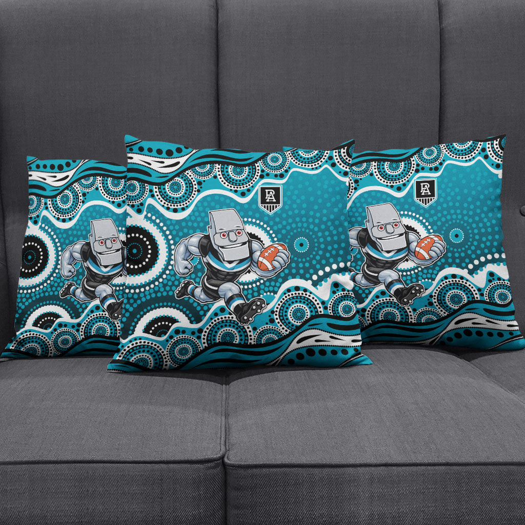 Port Adelaide Power Pillow Cover Aboriginal Dot Pattern - Football Mascot Heritage Pride