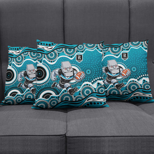 Port Adelaide Power Pillow Cover Aboriginal Dot Pattern - Football Mascot Heritage Pride