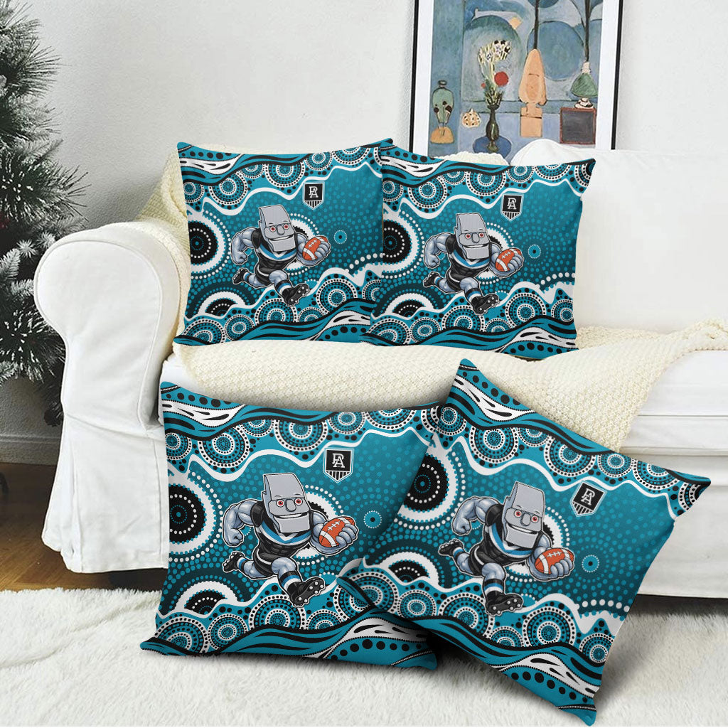 Port Adelaide Power Pillow Cover Aboriginal Dot Pattern - Football Mascot Heritage Pride