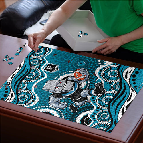 Port Adelaide Power Puzzle Aboriginal Dot Pattern - Football Mascot Heritage Pride