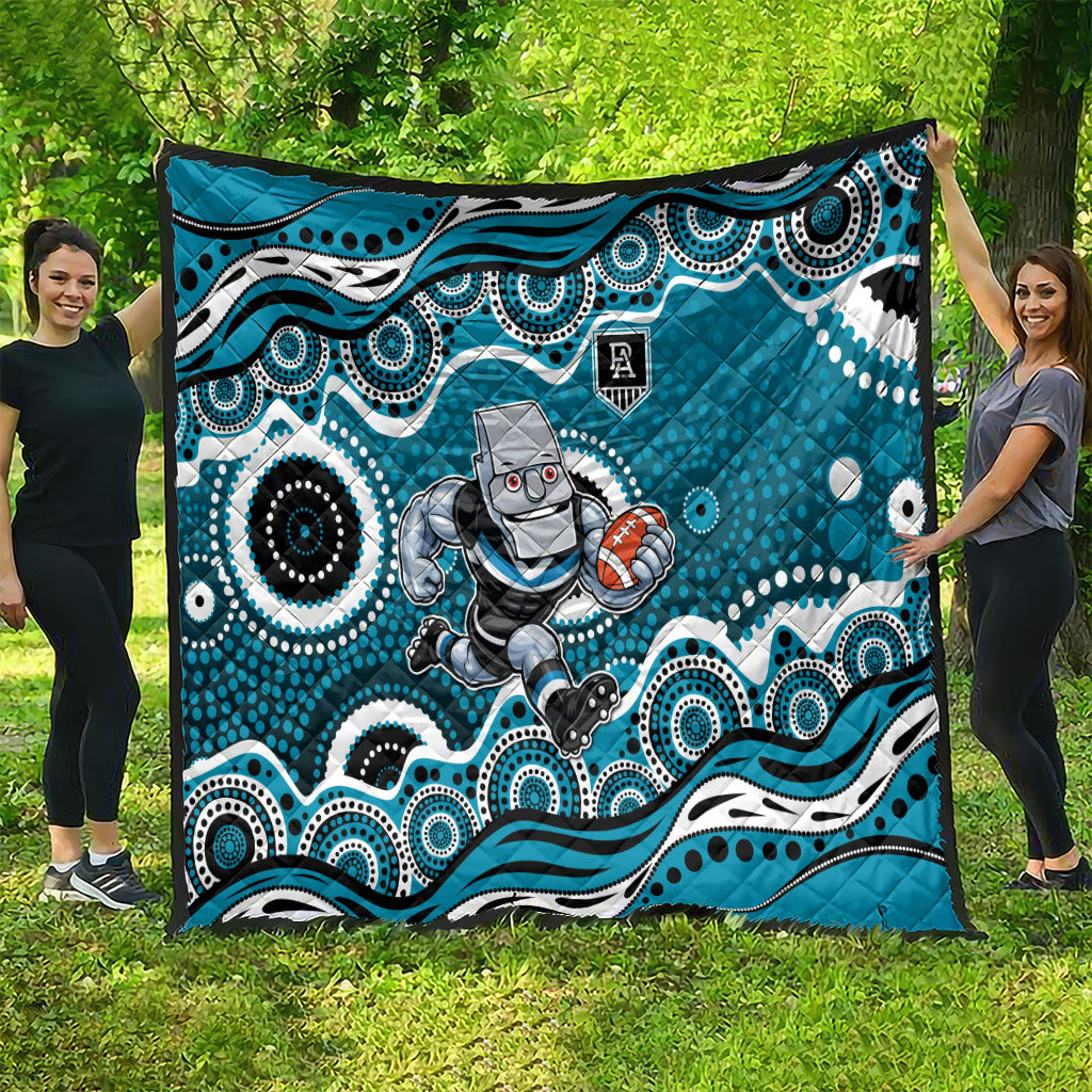 Port Adelaide Power Quilt Aboriginal Dot Pattern - Football Mascot Heritage Pride