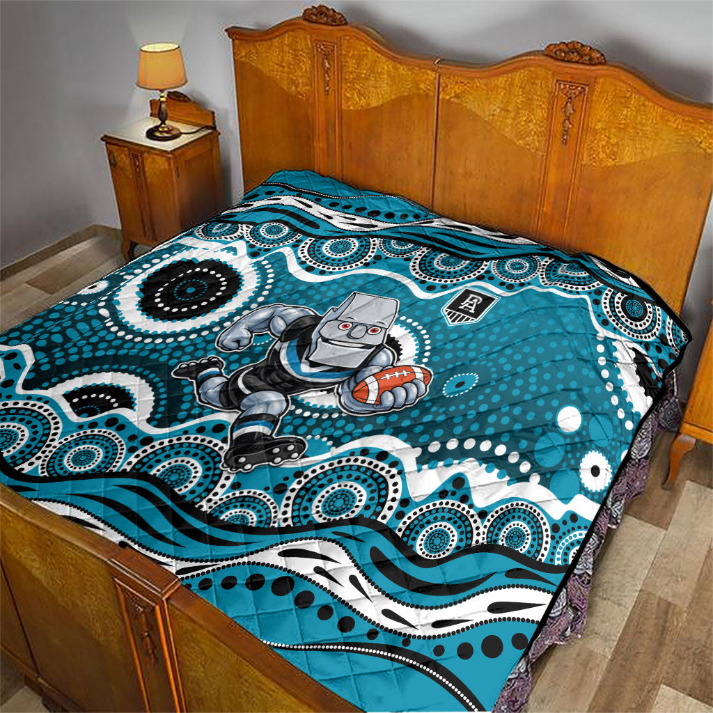 Port Adelaide Power Quilt Aboriginal Dot Pattern - Football Mascot Heritage Pride