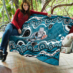Port Adelaide Power Quilt Aboriginal Dot Pattern - Football Mascot Heritage Pride