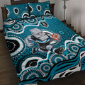 Port Adelaide Power Quilt Bed Set Aboriginal Dot Pattern - Football Mascot Heritage Pride