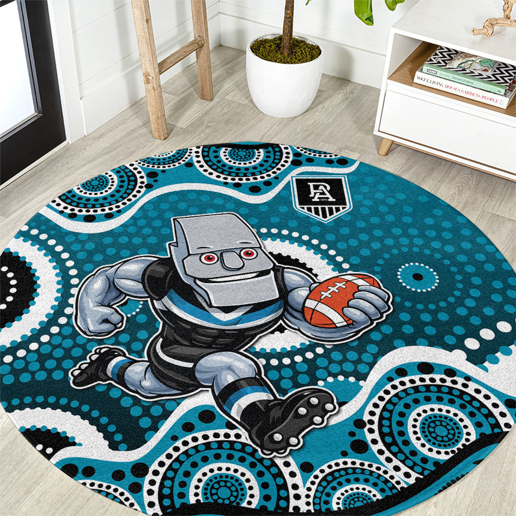 Port Adelaide Power Round Carpet Aboriginal Dot Pattern - Football Mascot Heritage Pride
