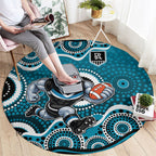 Port Adelaide Power Round Carpet Aboriginal Dot Pattern - Football Mascot Heritage Pride