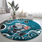 Port Adelaide Power Round Carpet Aboriginal Dot Pattern - Football Mascot Heritage Pride