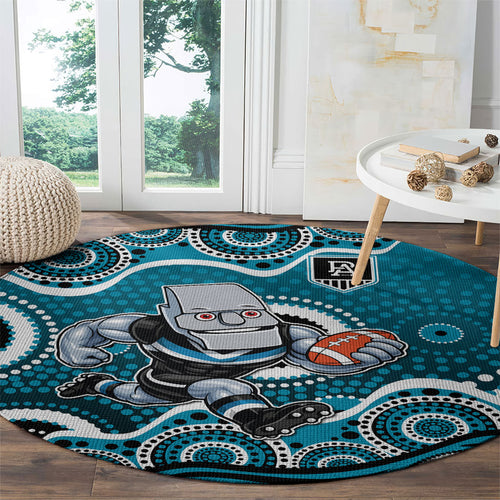 Port Adelaide Power Round Carpet Aboriginal Dot Pattern - Football Mascot Heritage Pride