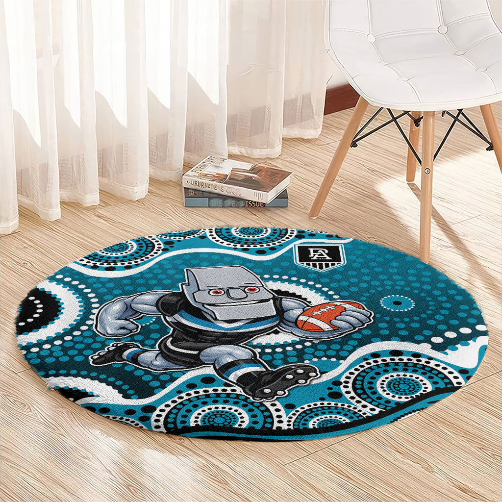Port Adelaide Power Round Carpet Aboriginal Dot Pattern - Football Mascot Heritage Pride