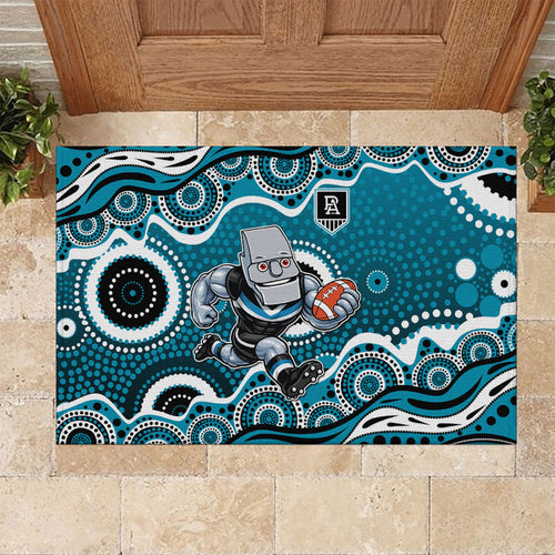 Port Adelaide Power Rubber Doormat Aboriginal Dot Pattern - Football Mascot Heritage Pride
