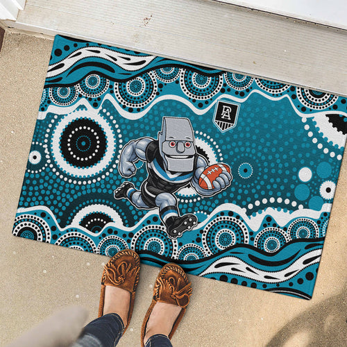 Port Adelaide Power Rubber Doormat Aboriginal Dot Pattern - Football Mascot Heritage Pride