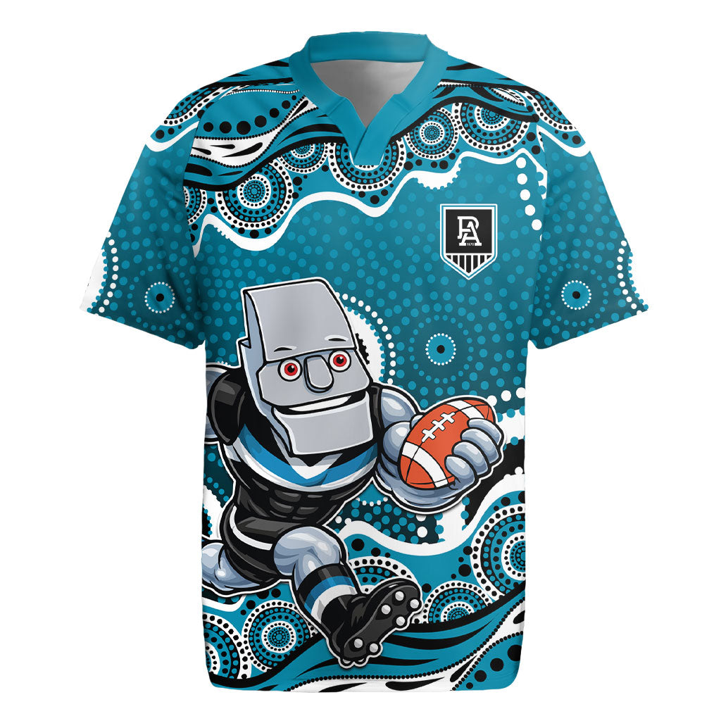 Port Adelaide Power Rugby Jersey Aboriginal Dot Pattern - Football Mascot Heritage Pride