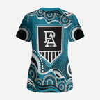 Port Adelaide Power Scrub Top Aboriginal Dot Pattern - Football Mascot Heritage Pride