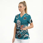 Port Adelaide Power Scrub Top Aboriginal Dot Pattern - Football Mascot Heritage Pride