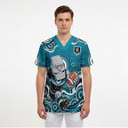 Port Adelaide Power Scrub Top Aboriginal Dot Pattern - Football Mascot Heritage Pride