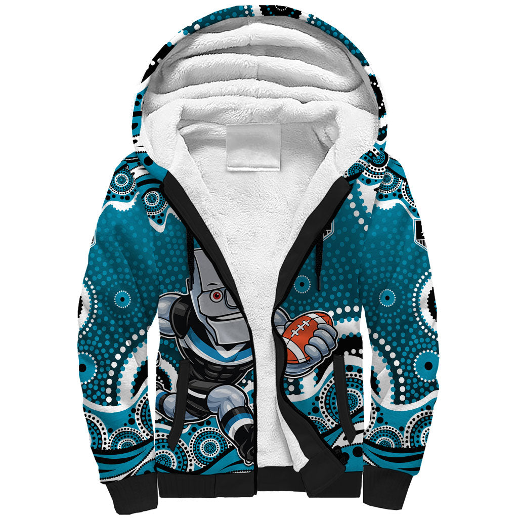 Port Adelaide Power Sherpa Hoodie Aboriginal Dot Pattern - Football Mascot Heritage Pride