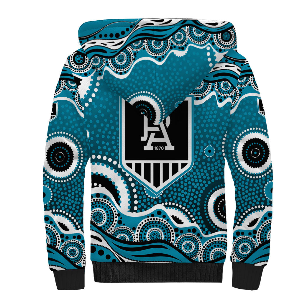 Port Adelaide Power Sherpa Hoodie Aboriginal Dot Pattern - Football Mascot Heritage Pride