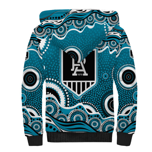 Port Adelaide Power Sherpa Hoodie Aboriginal Dot Pattern - Football Mascot Heritage Pride
