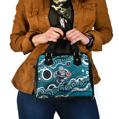 Port Adelaide Power Shoulder Handbag Aboriginal Dot Pattern - Football Mascot Heritage Pride