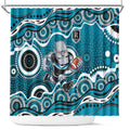 Port Adelaide Power Shower Curtain Aboriginal Dot Pattern - Football Mascot Heritage Pride