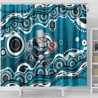 Port Adelaide Power Shower Curtain Aboriginal Dot Pattern - Football Mascot Heritage Pride