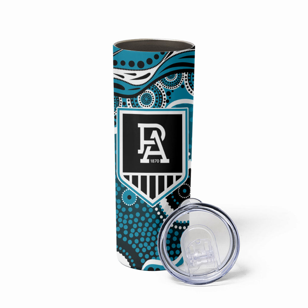Port Adelaide Power Skinny Tumbler Aboriginal Dot Pattern - Football Mascot Heritage Pride