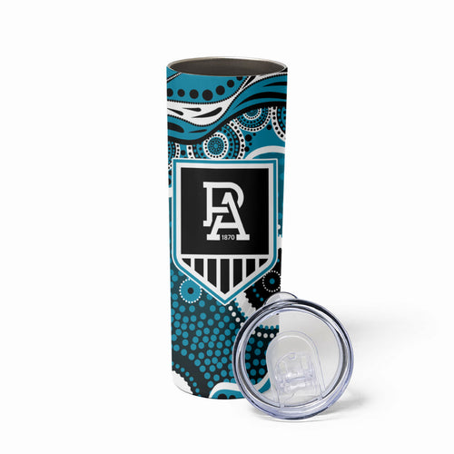 Port Adelaide Power Skinny Tumbler Aboriginal Dot Pattern - Football Mascot Heritage Pride