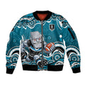 Port Adelaide Power Sleeve Zip Bomber Jacket Aboriginal Dot Pattern - Football Mascot Heritage Pride
