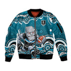 Port Adelaide Power Sleeve Zip Bomber Jacket Aboriginal Dot Pattern - Football Mascot Heritage Pride