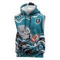 Port Adelaide Power Sleeveless Hoodie Aboriginal Dot Pattern - Football Mascot Heritage Pride