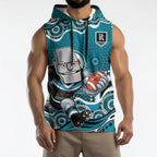 Port Adelaide Power Sleeveless Hoodie Aboriginal Dot Pattern - Football Mascot Heritage Pride
