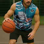 Port Adelaide Power Sleeveless Zip Hoodie Aboriginal Dot Pattern - Football Mascot Heritage Pride