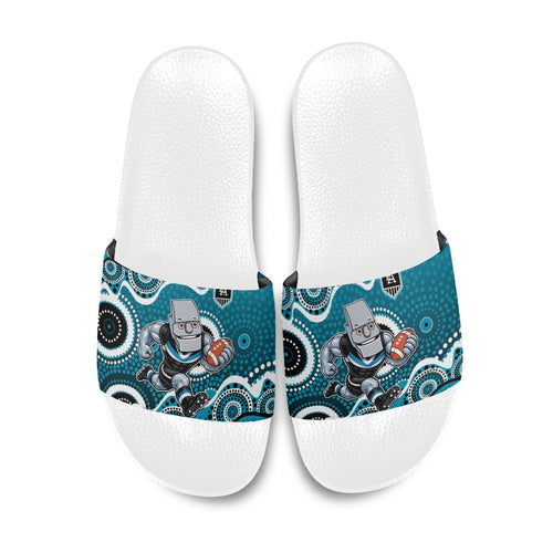 Port Adelaide Power Slide Sandals Aboriginal Dot Pattern - Football Mascot Heritage Pride