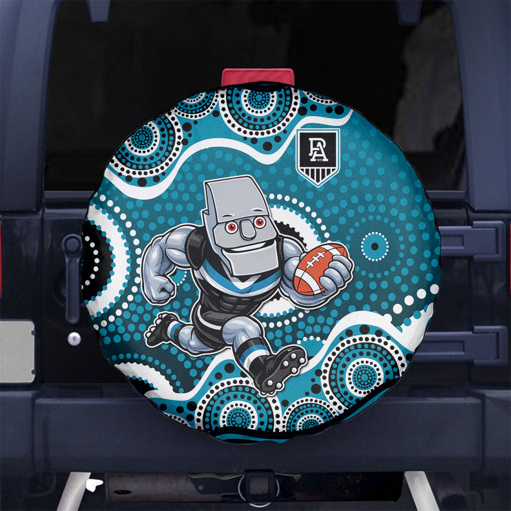 Port Adelaide Power Spare Tire Cover Aboriginal Dot Pattern - Football Mascot Heritage Pride