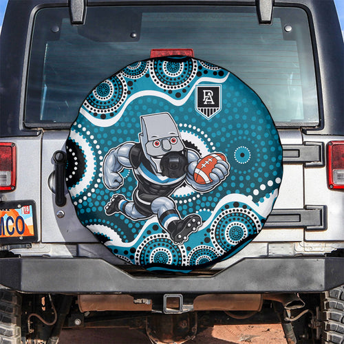 Port Adelaide Power Spare Tire Cover Aboriginal Dot Pattern - Football Mascot Heritage Pride