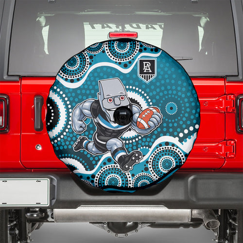 Port Adelaide Power Spare Tire Cover Aboriginal Dot Pattern - Football Mascot Heritage Pride