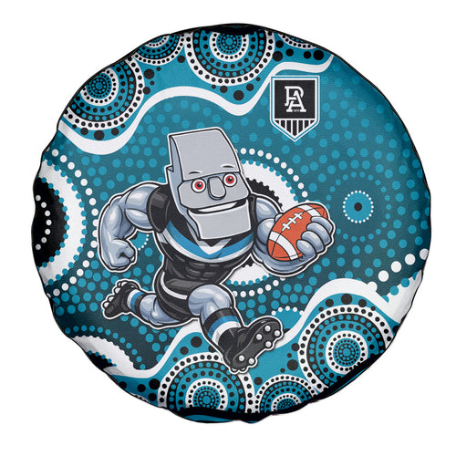 Port Adelaide Power Spare Tire Cover Aboriginal Dot Pattern - Football Mascot Heritage Pride