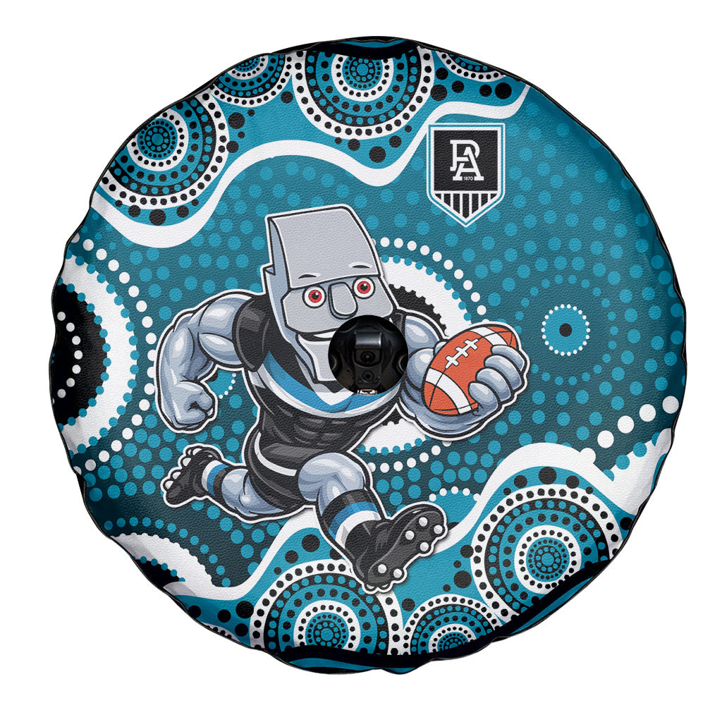 Port Adelaide Power Spare Tire Cover Aboriginal Dot Pattern - Football Mascot Heritage Pride