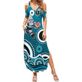 Port Adelaide Power Summer Maxi Dress Aboriginal Dot Pattern - Football Mascot Heritage Pride