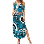 Port Adelaide Power Summer Maxi Dress Aboriginal Dot Pattern - Football Mascot Heritage Pride