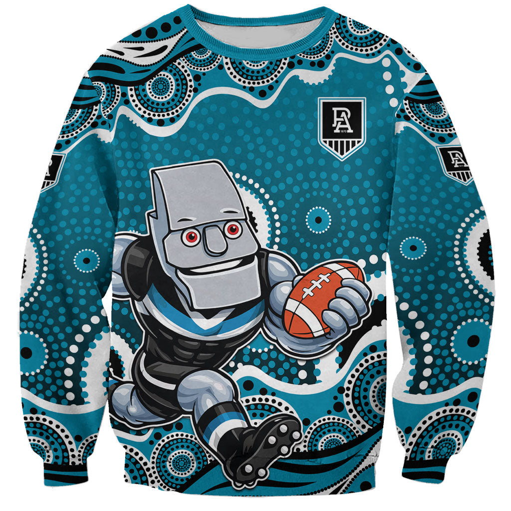 Port Adelaide Power Sweatshirt Aboriginal Dot Pattern - Football Mascot Heritage Pride
