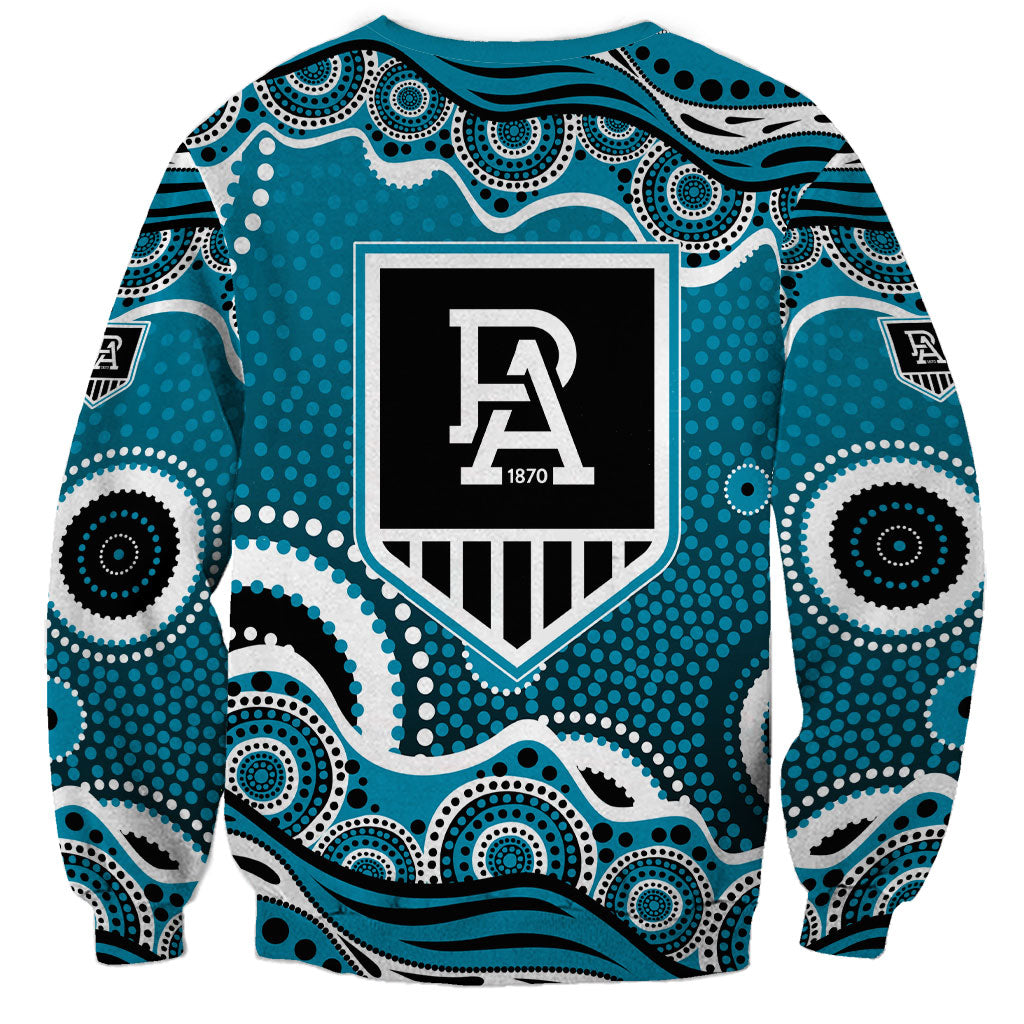 Port Adelaide Power Sweatshirt Aboriginal Dot Pattern - Football Mascot Heritage Pride