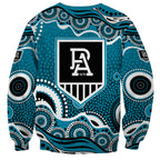 Port Adelaide Power Sweatshirt Aboriginal Dot Pattern - Football Mascot Heritage Pride